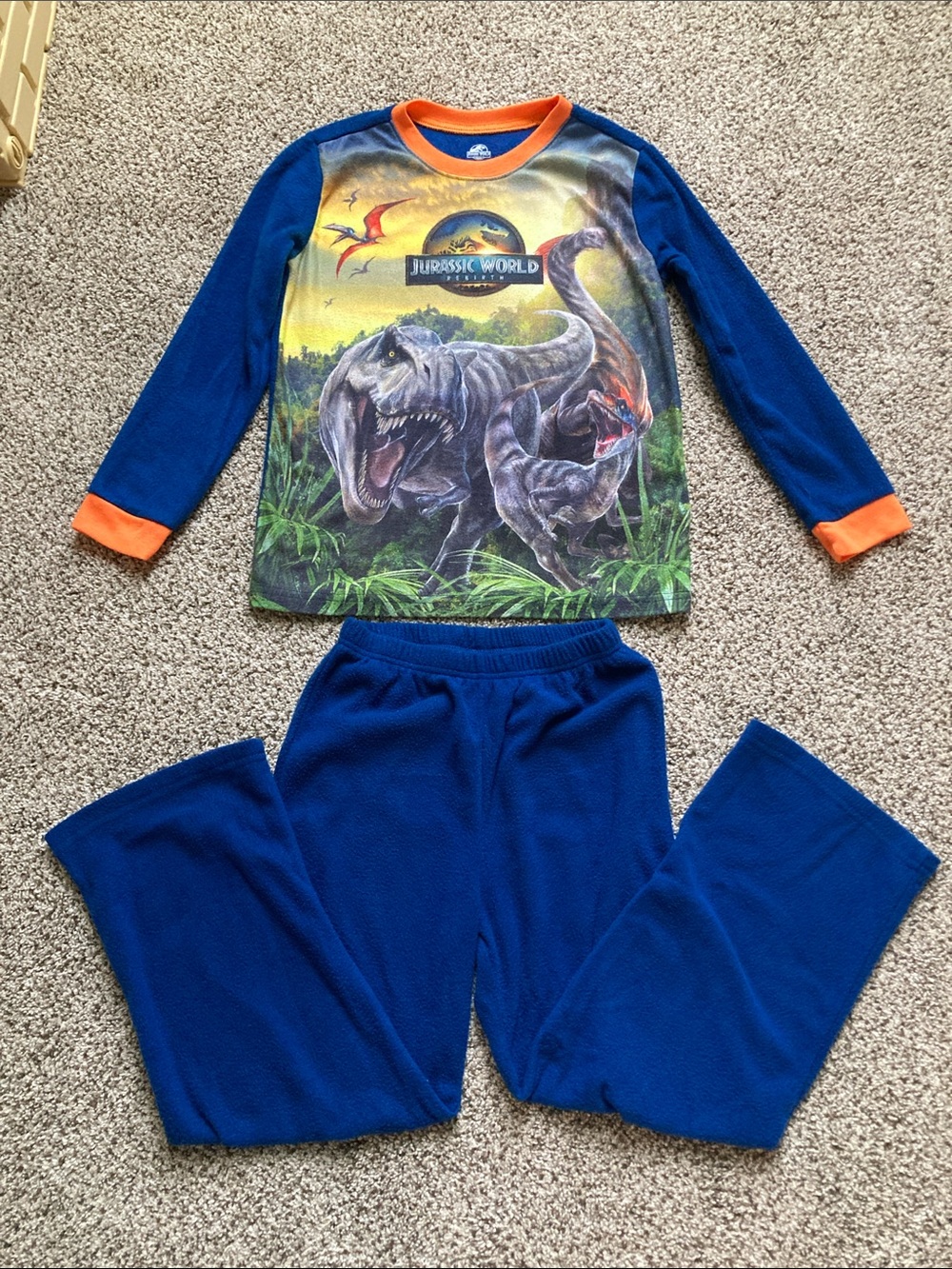 Boys' Blue & Orange Dinosaur Pajama Set